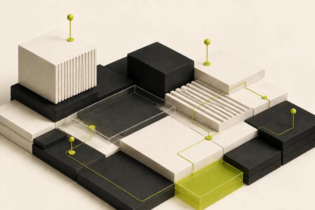 Abstract modular graphic representing a customized Shopify implementation